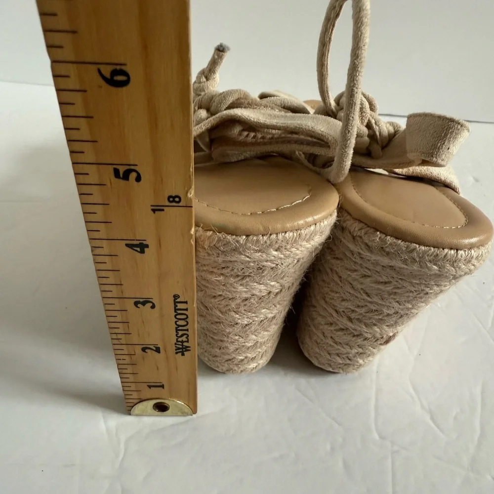 Women's Beige Wedge Heel Sandals Espadrille Size EU 40